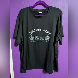 146. JUST ONE MORE Plant Short Sleeve Black Graphic Tee 4X 26